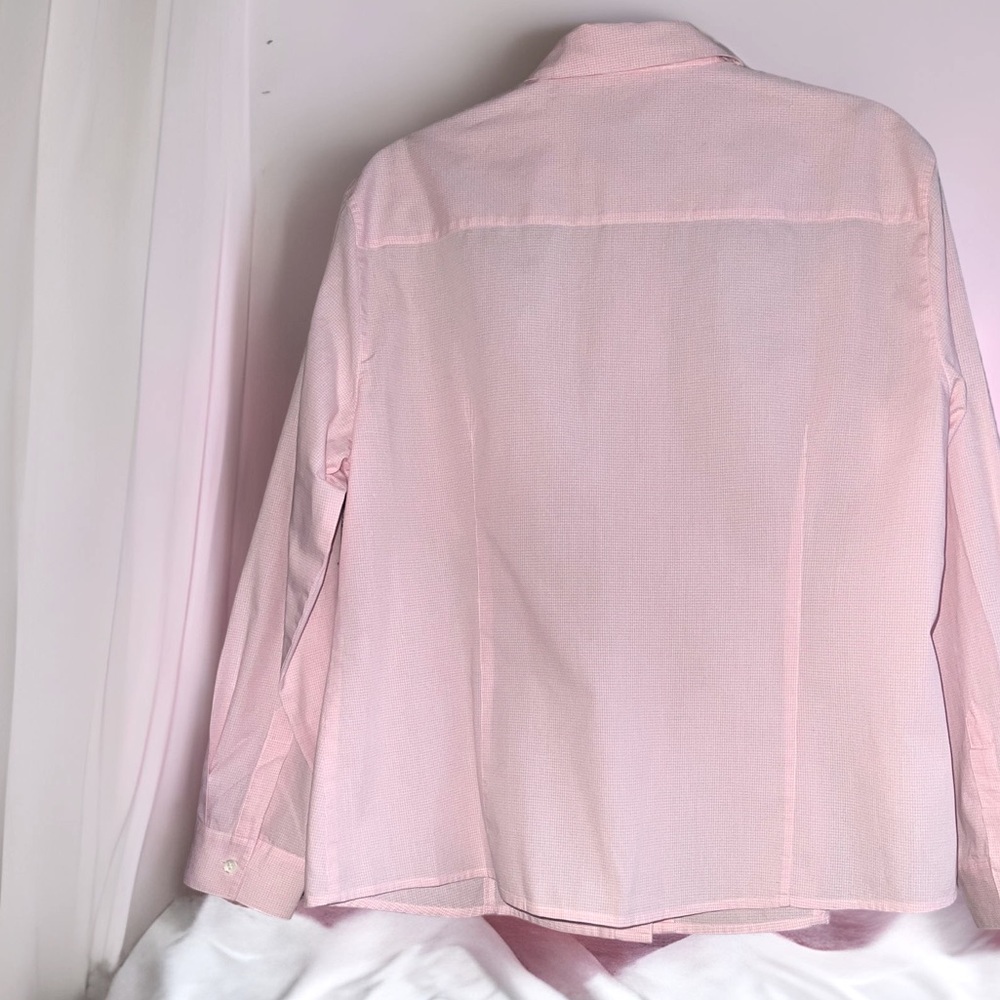 Laura Ashley Fine Pink and White Gingham Print Classic Button Down Size 12 - Picture 6 of 6
